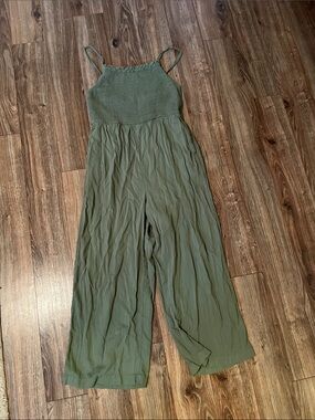 Old Navy Olive Smocked Bodice Wide-Leg Jumpsuit